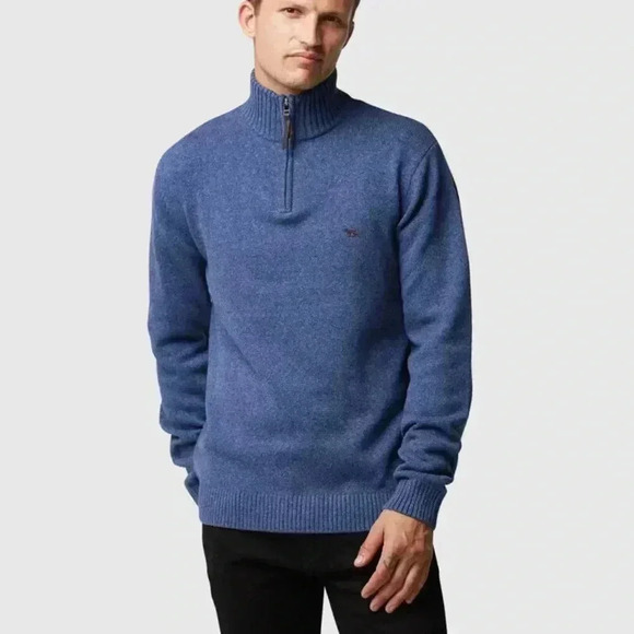 Rodd & Gunn Other - RODD GUNN Sweater Mens Sz M 1/4 Zip Knit Blue Pullover Australian Cotton Luxury